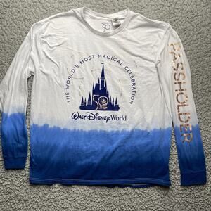 Walt Disney World 50th Anniversary Passholder Shirt XXL Ombre Crew Neck Long